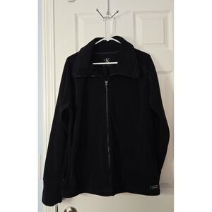 Calvin Klein Womans Zipup Fleece Jacket Plus Size XXL Black